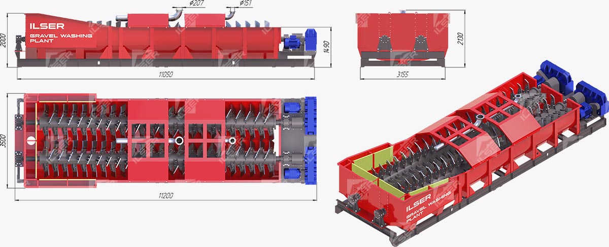 Габаритные размеры гравиемойки