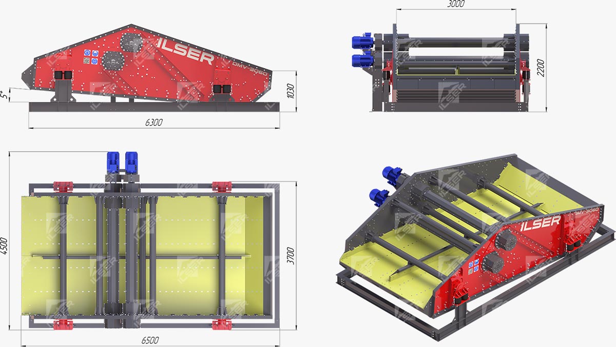 Габаритные размеры грохота DMV-3060