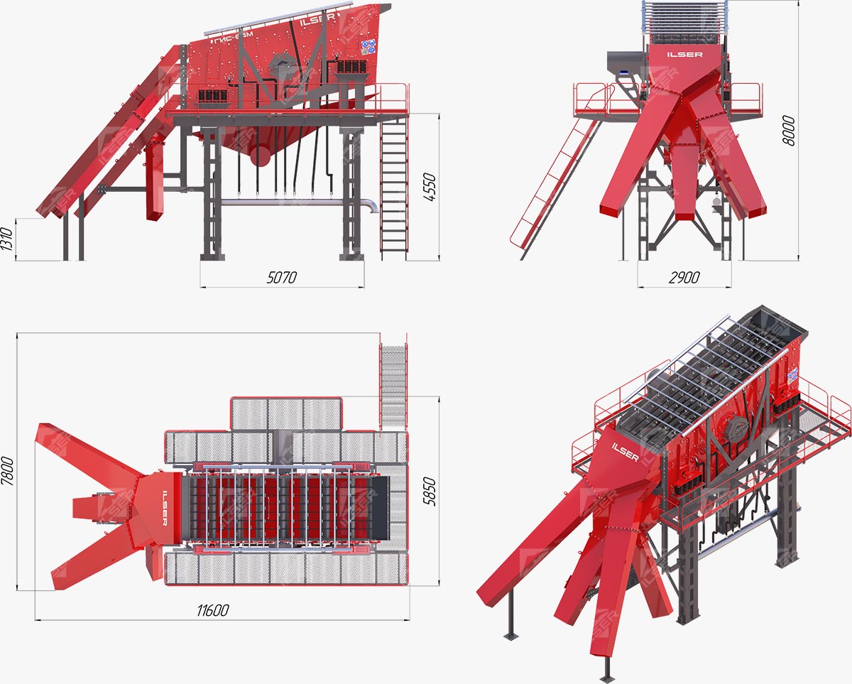 Габаритные размеры агрегата сортировки
