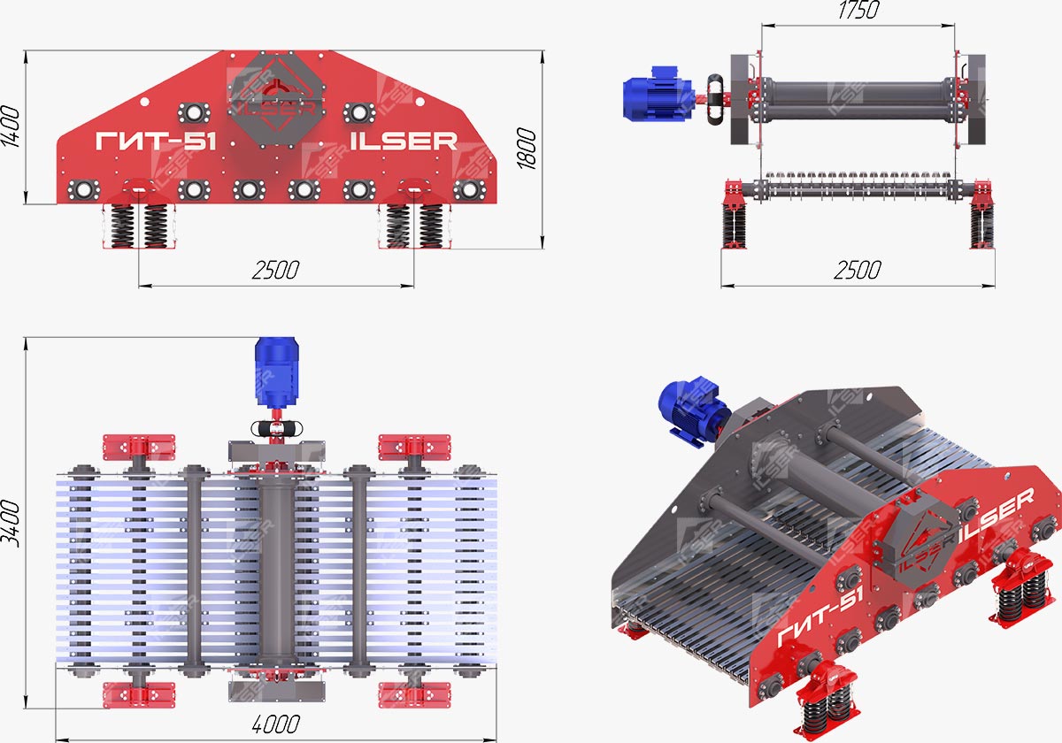 Габаритные размеры грохота ГИТ-51К