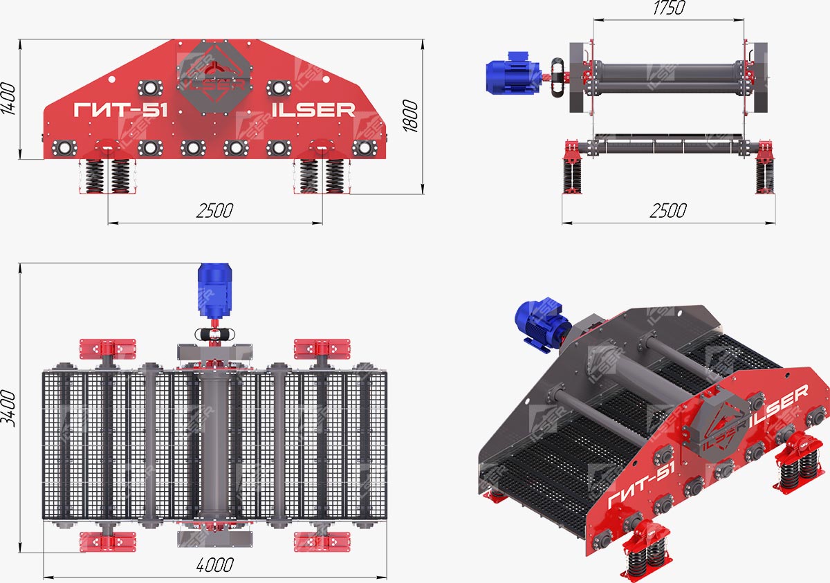 Размеры грохота ГИТ-51