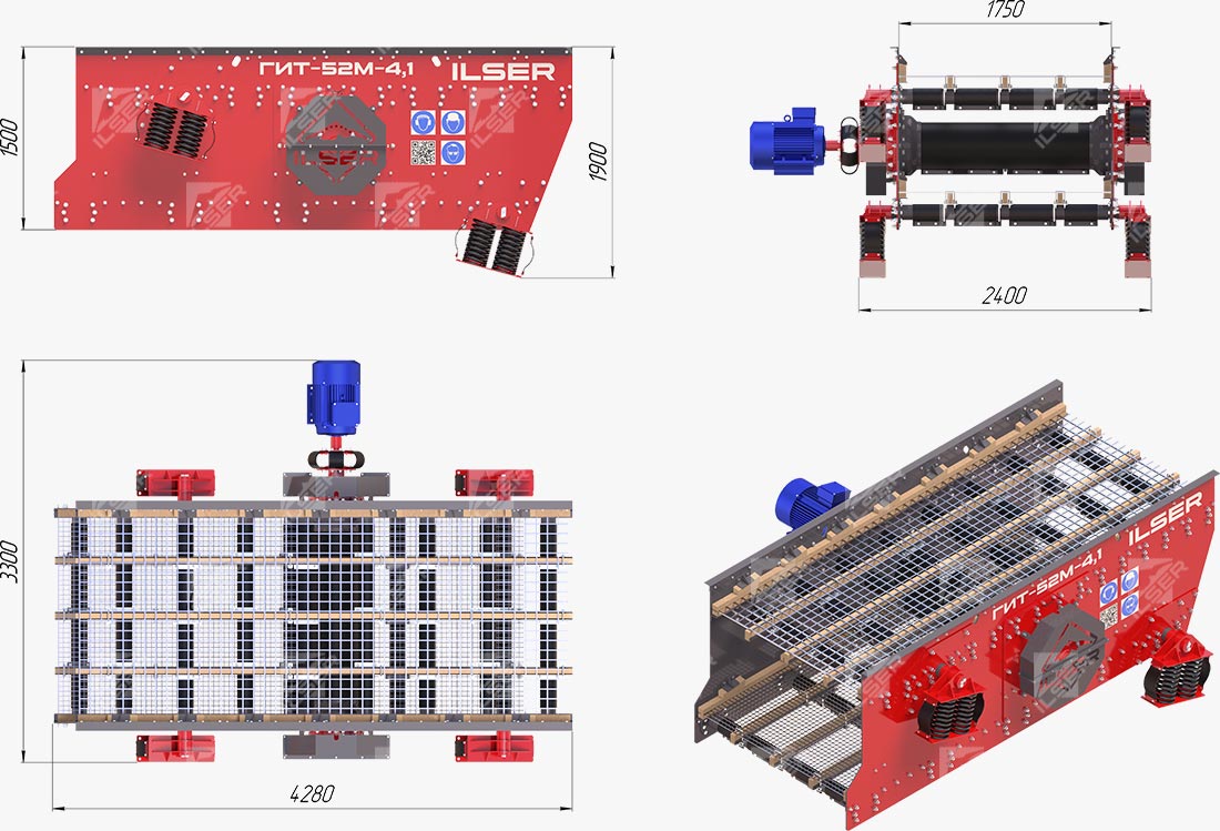 Габаритные размеры грохота ГИТ-52