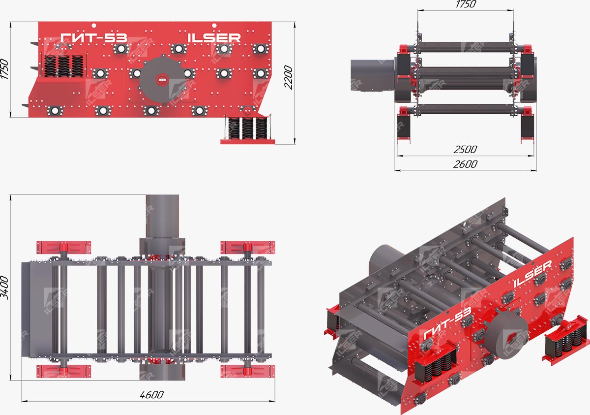 Размеры грохота ГИТ-53М