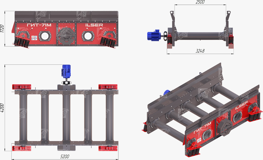 Габаритные размеры грохота ГИТ-71М