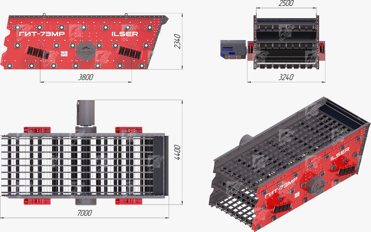 Габаритные размеры грохота ГИТ-73